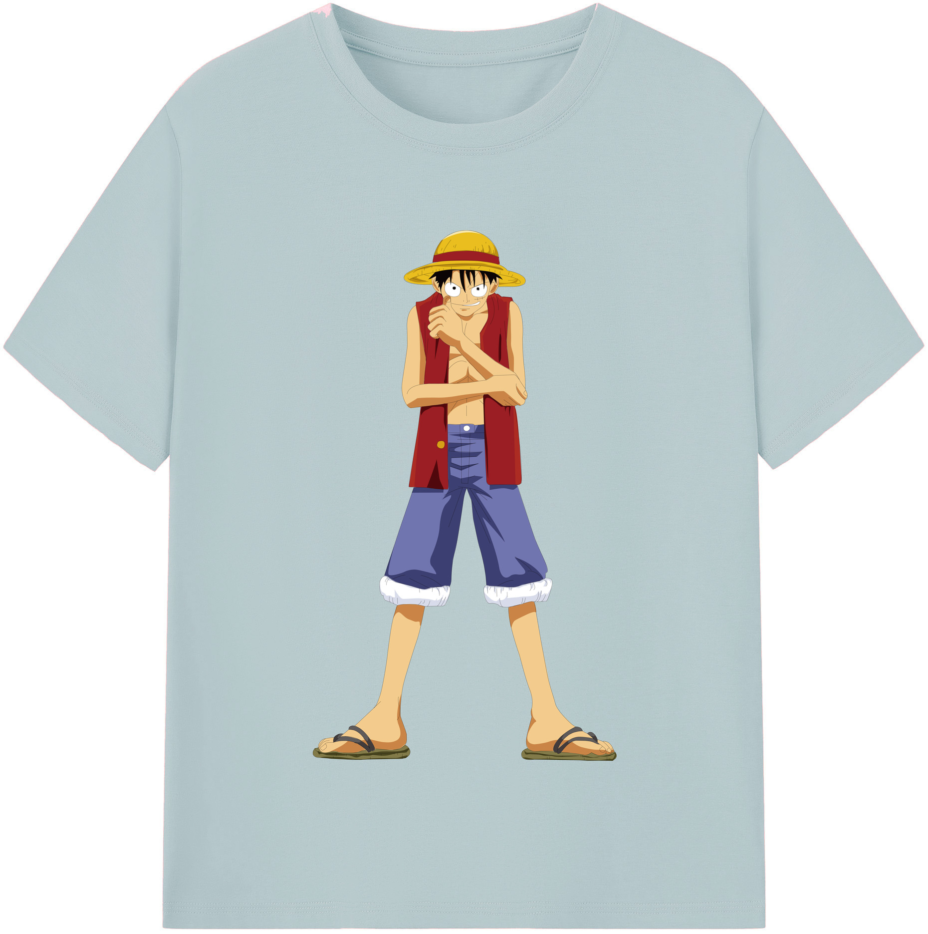 ワンピース モンキー・D・ルフィ ONE PIECE Monkey D. Luffy 綿100％半袖Tシャツ（フロントプリント）